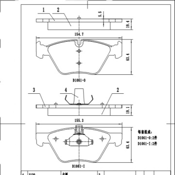 D1061 china auto parts  brake pad manufacturers car brake disc and pards ceramic brake pads for BMW